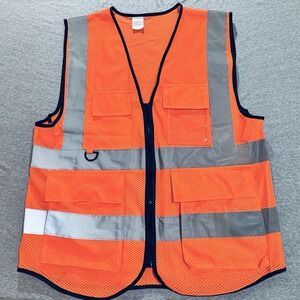 Orange Xiake Reflective Vest Pockets Size Medium 5 Pocket Safety Vest